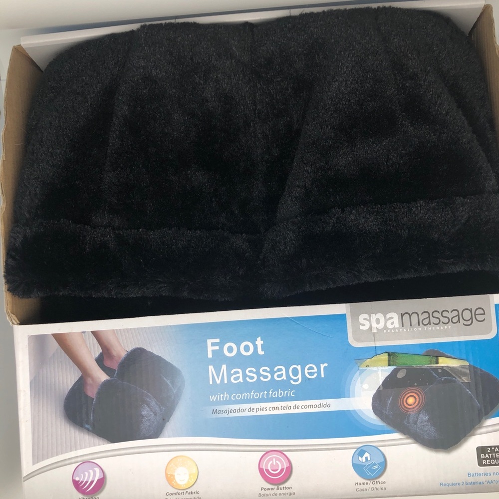 NWT In Box Black Foot Massager Slippers Super Soft